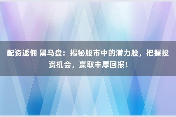 配资返佣 黑马盘：揭秘股市中的潜力股，把握投资机会，赢取丰厚回报！