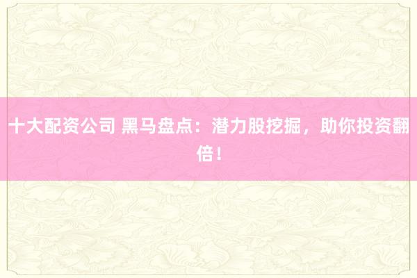 十大配资公司 黑马盘点：潜力股挖掘，助你投资翻倍！
