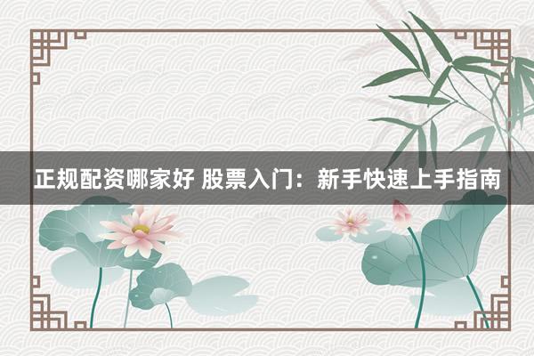 正规配资哪家好 股票入门：新手快速上手指南
