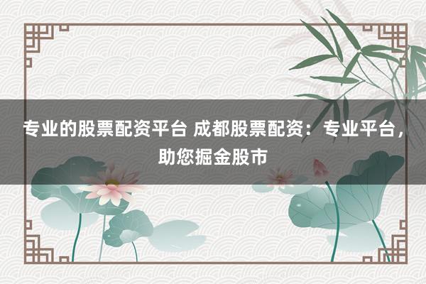 专业的股票配资平台 成都股票配资：专业平台，助您掘金股市