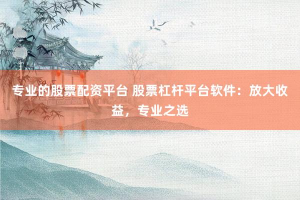专业的股票配资平台 股票杠杆平台软件：放大收益，专业之选