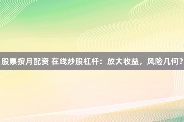 股票按月配资 在线炒股杠杆：放大收益，风险几何？