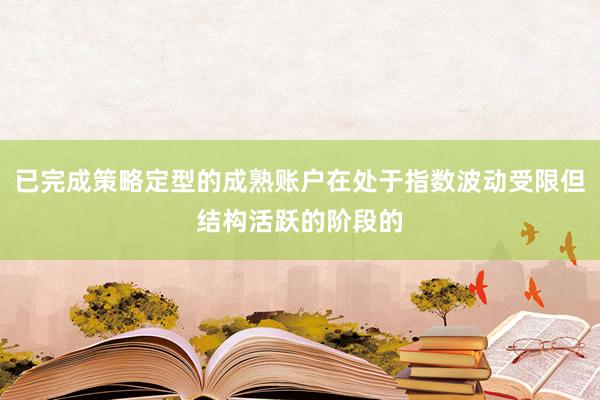 已完成策略定型的成熟账户在处于指数波动受限但结构活跃的阶段的