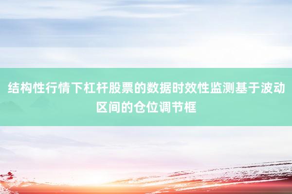 结构性行情下杠杆股票的数据时效性监测基于波动区间的仓位调节框