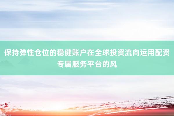 保持弹性仓位的稳健账户在全球投资流向运用配资专属服务平台的风