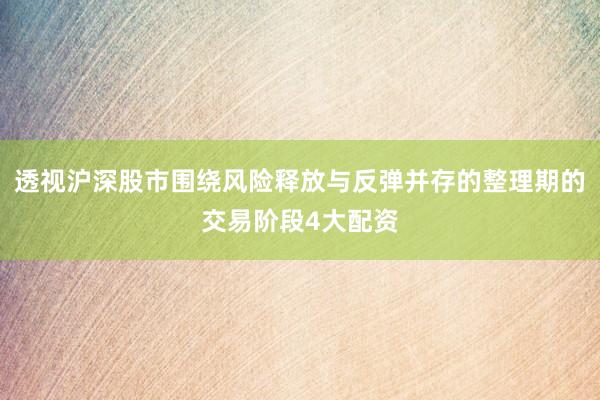 透视沪深股市围绕风险释放与反弹并存的整理期的交易阶段4大配资