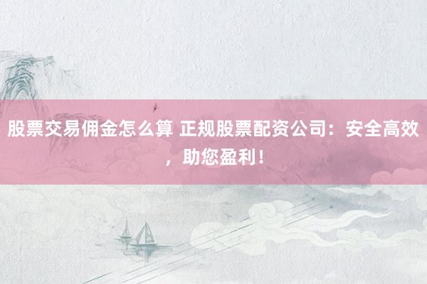 股票交易佣金怎么算 正规股票配资公司：安全高效，助您盈利！